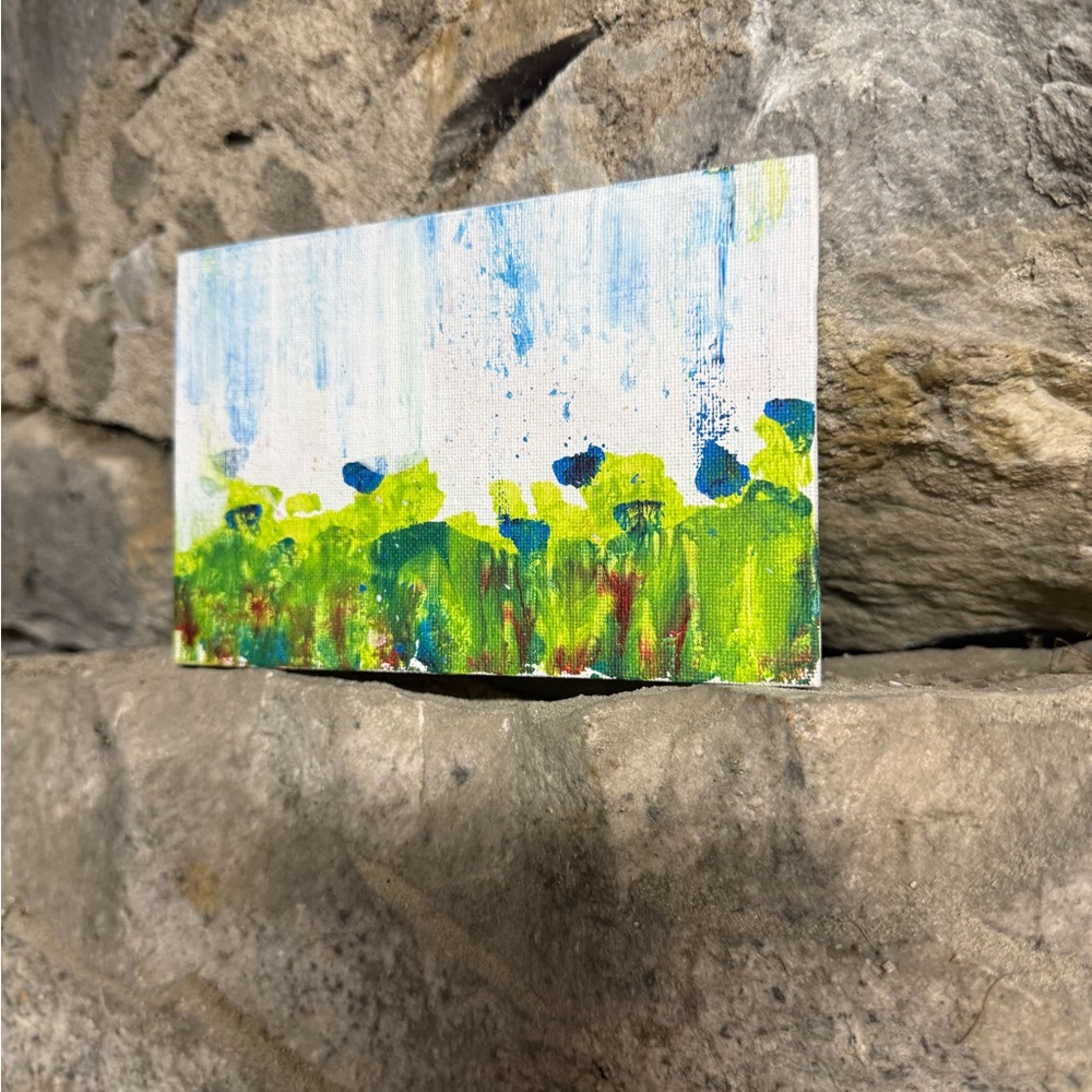 Vibrant Green and Blue Landscape Canvas Art